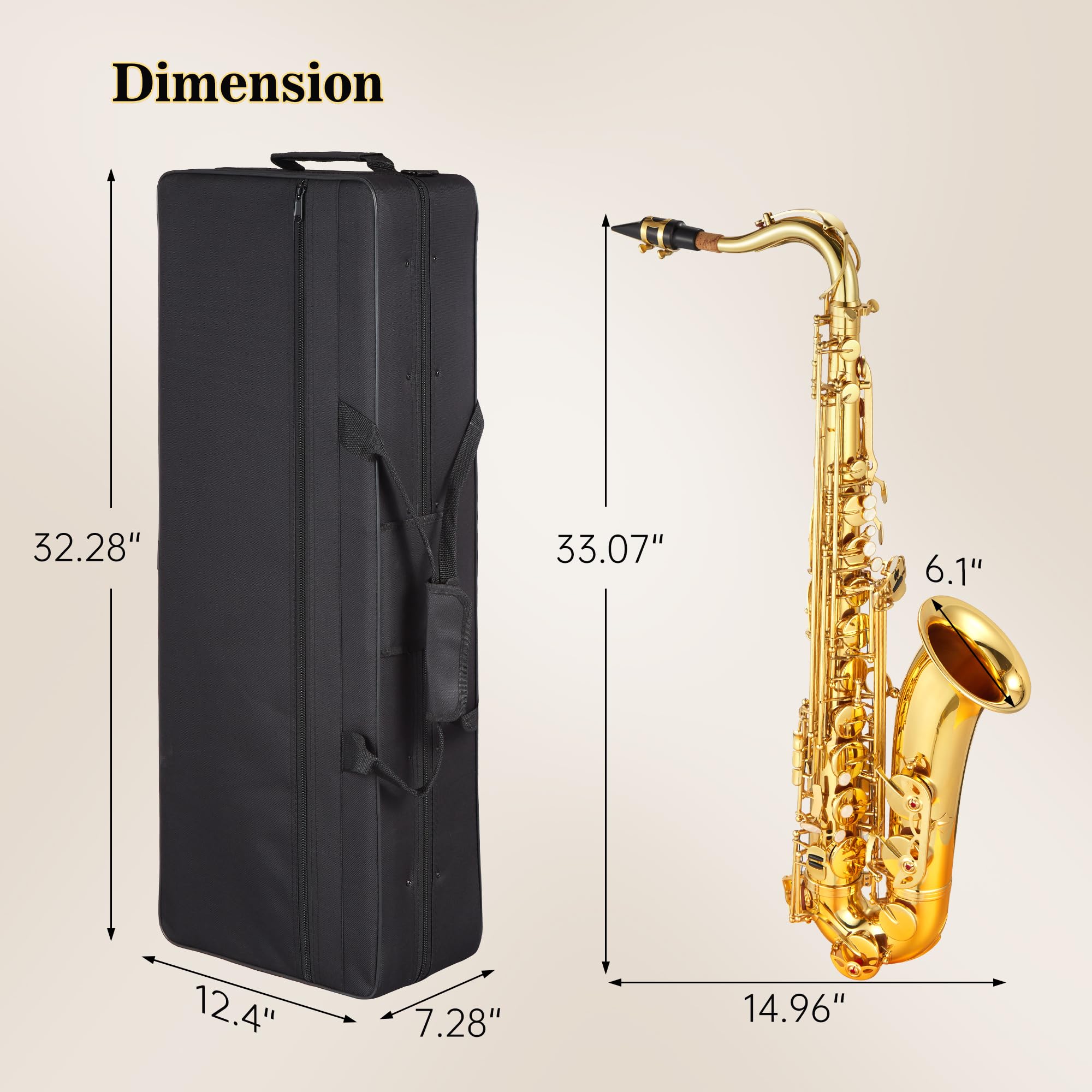Amazon.com: Bb Tenor Saxophone Beginner Kit - Brass Sax w/Hard